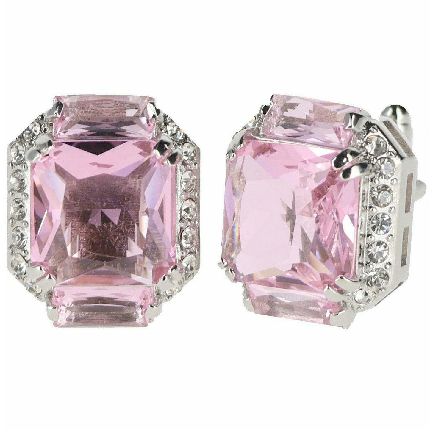 Vittorio Vico Rectangular Colored Diamond Flanked Crystal Cufflinks (CL 74XX)