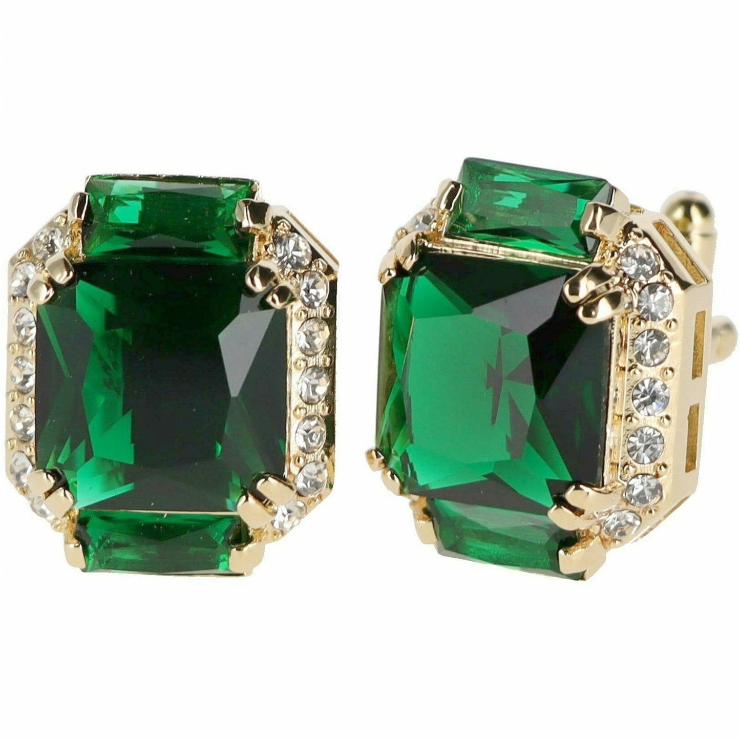 Vittorio Vico Rectangular Colored Diamond Flanked Crystal Cufflinks (CL 74XX)