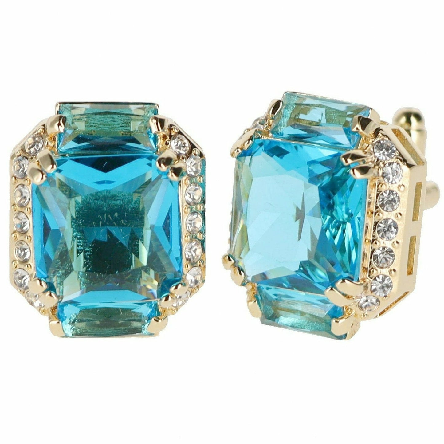 Vittorio Vico Rectangular Colored Diamond Flanked Crystal Cufflinks (CL 74XX)