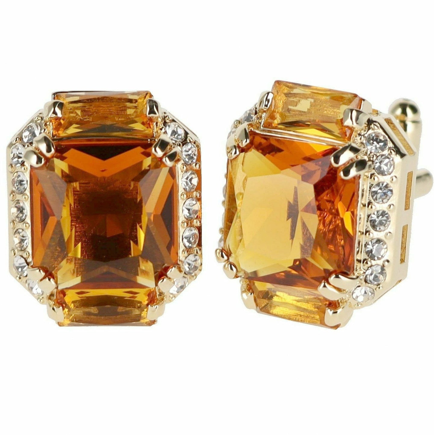 Vittorio Vico Rectangular Colored Diamond Flanked Crystal Cufflinks (CL 74XX)