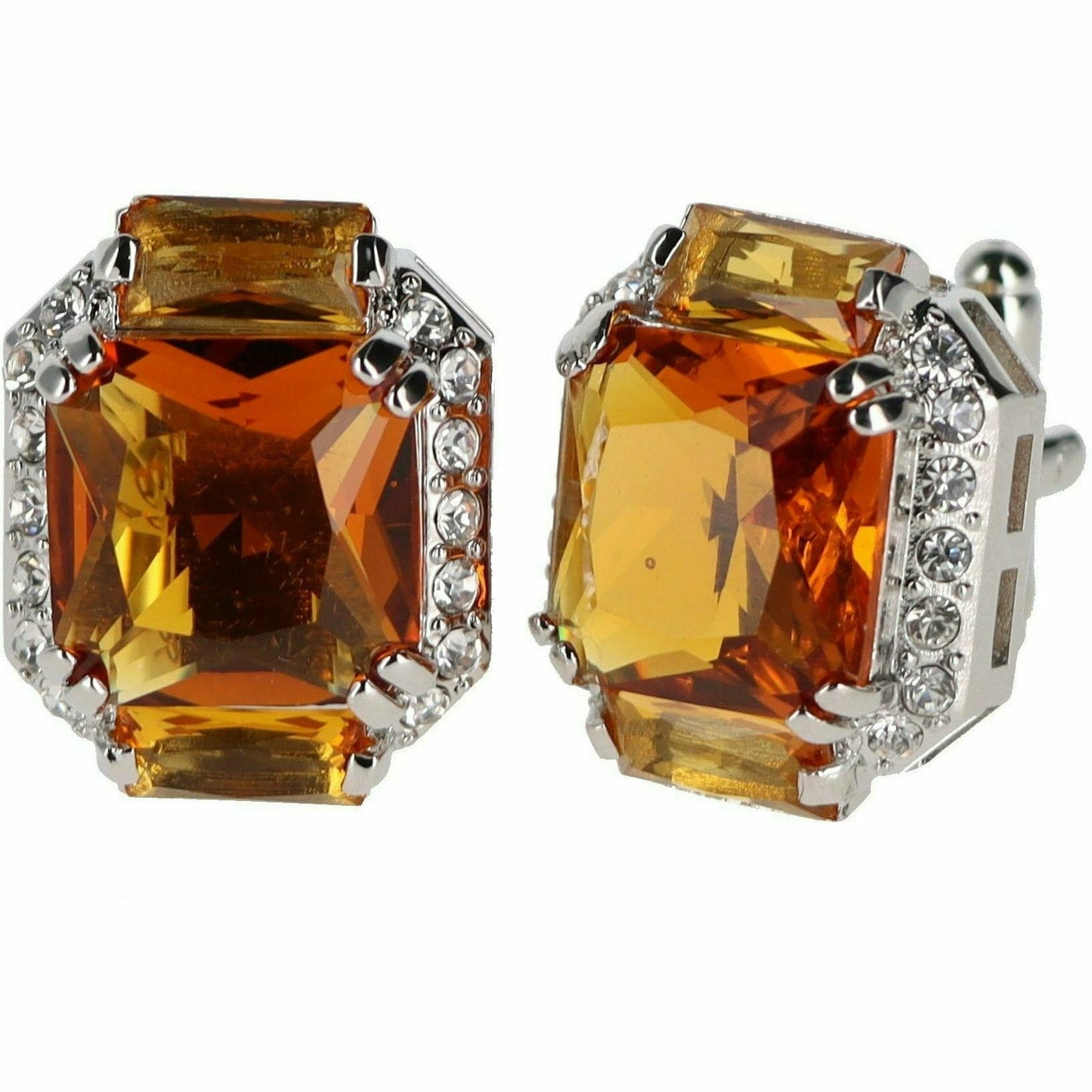 Vittorio Vico Rectangular Colored Diamond Flanked Crystal Cufflinks (CL 74XX)