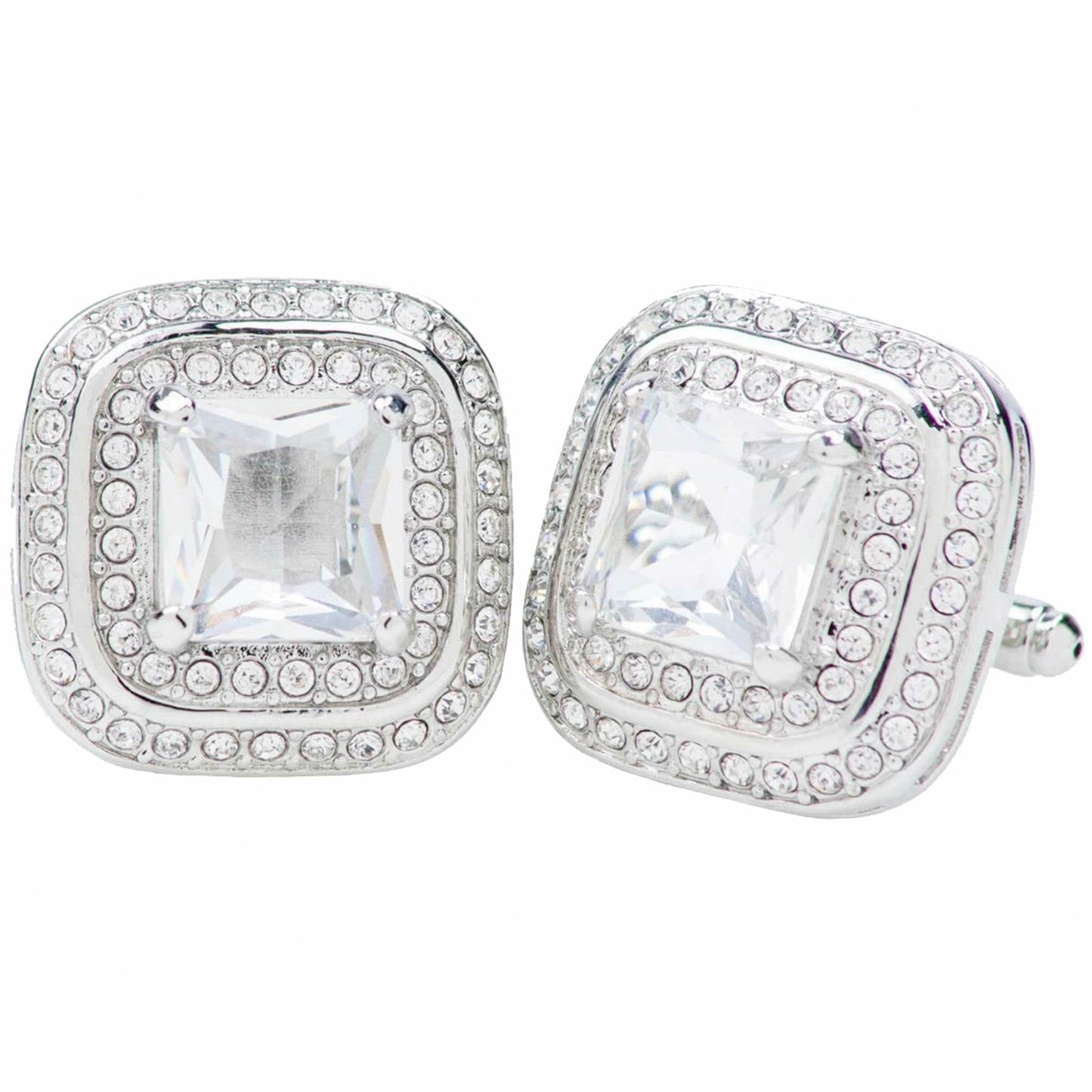 Vittorio Vico Square Colored Crystal Double Diamond Set Cufflinks (CL 75XX)