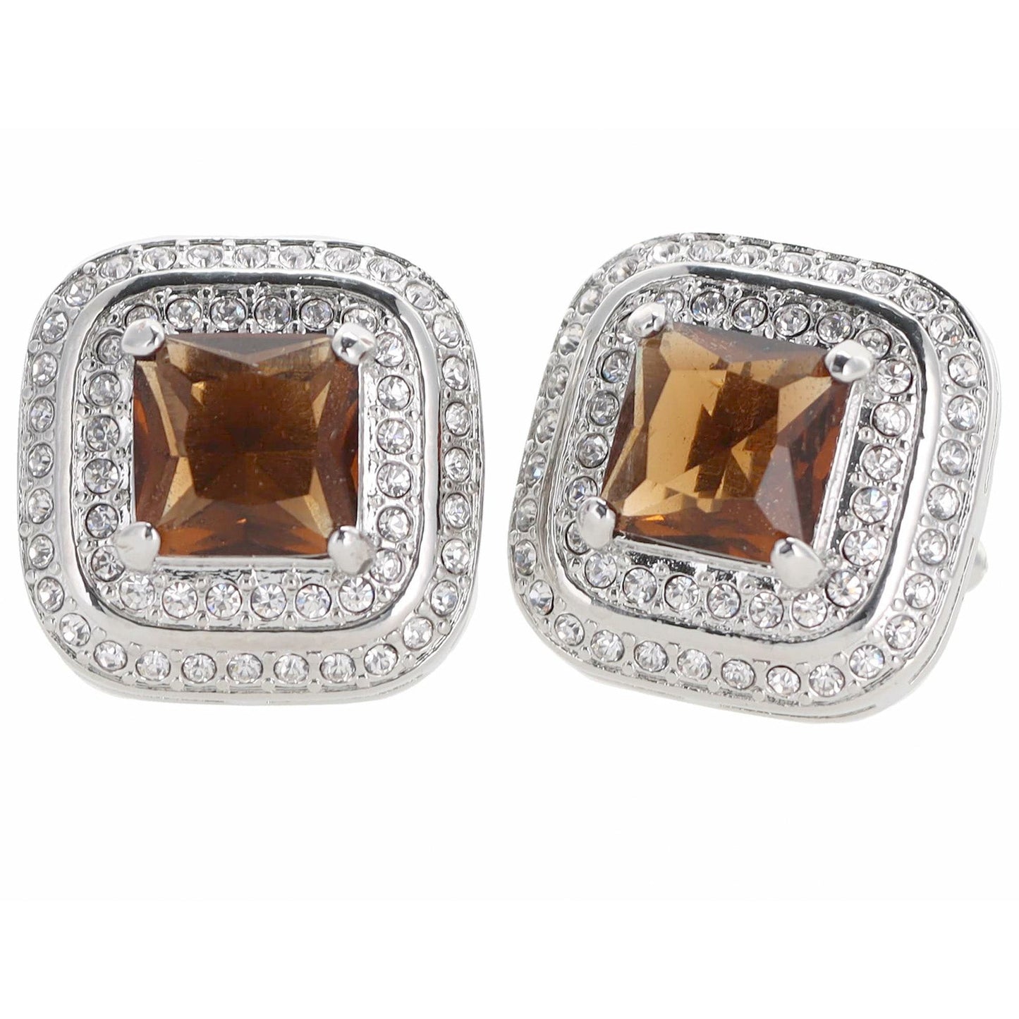 Vittorio Vico Square Colored Crystal Double Diamond Set Cufflinks (CL 75XX)