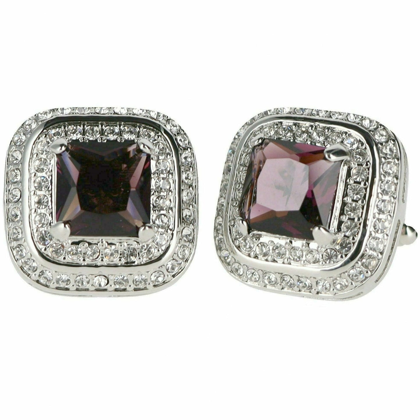 Vittorio Vico Square Colored Crystal Double Diamond Set Cufflinks (CL 75XX)