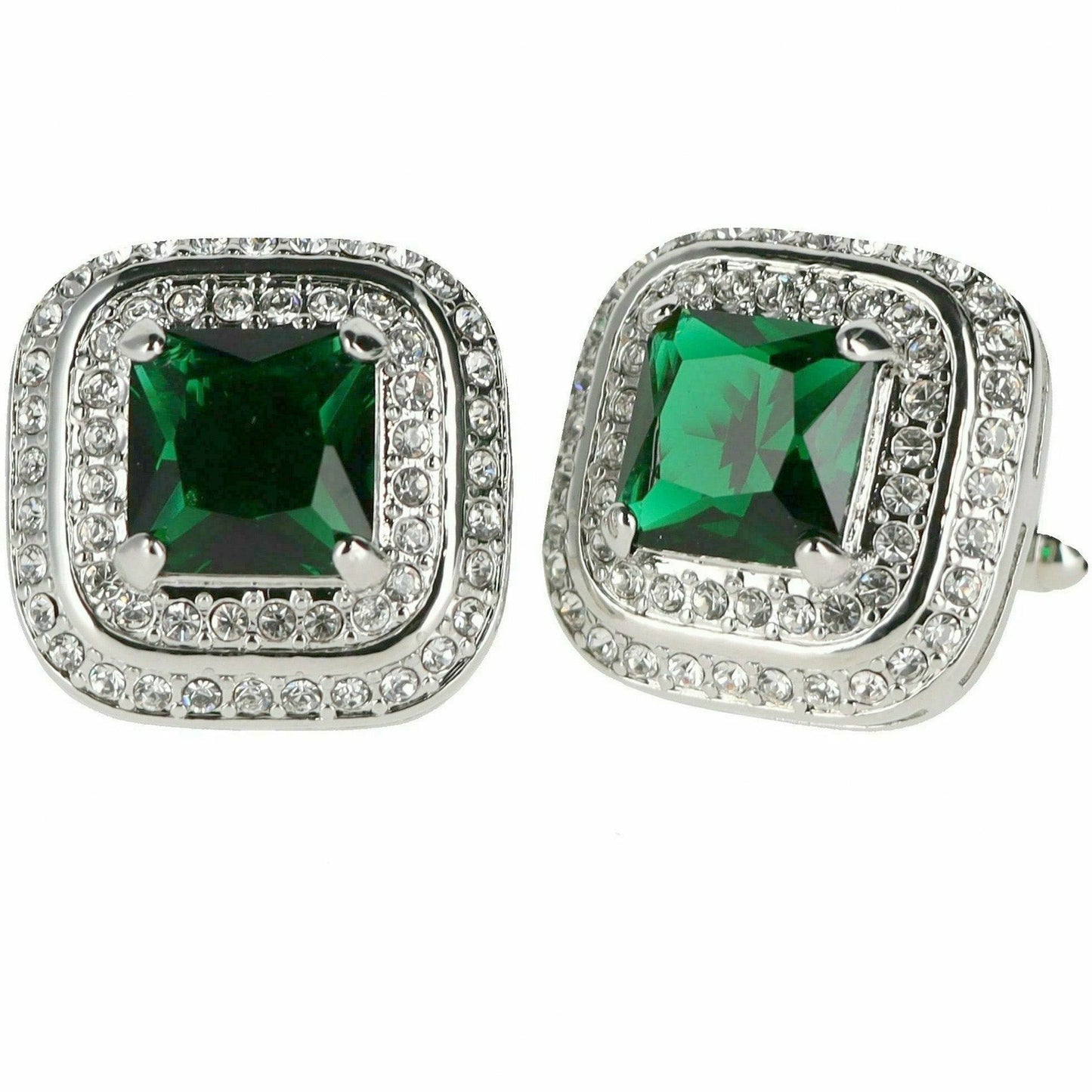 Vittorio Vico Square Colored Crystal Double Diamond Set Cufflinks (CL 75XX)