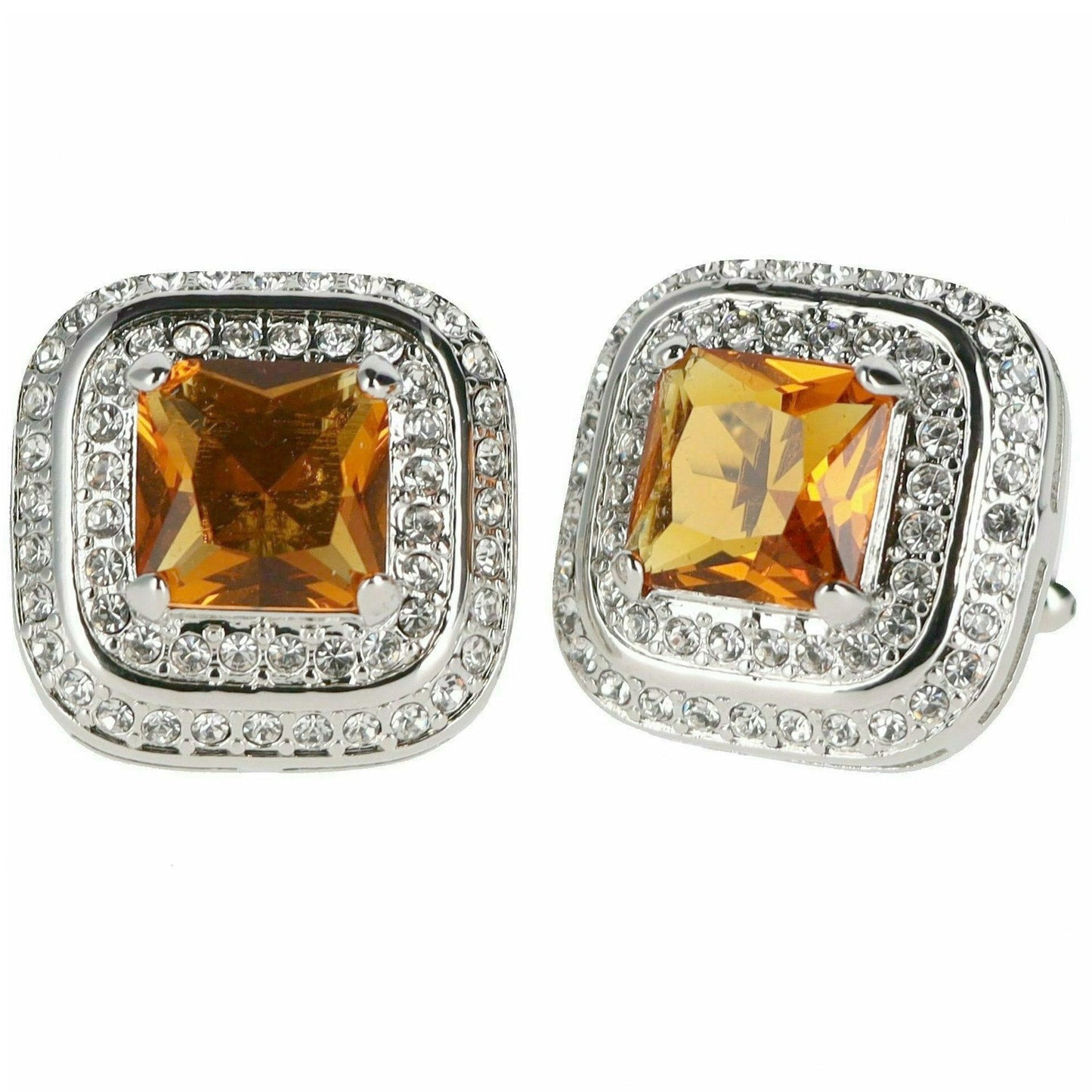 Vittorio Vico Square Colored Crystal Double Diamond Set Cufflinks (CL 75XX)