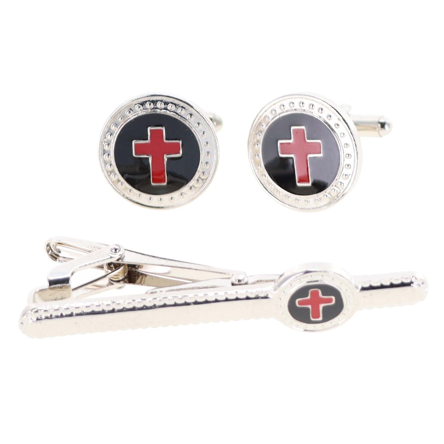 Vittorio Vico Religious Cufflinks & Tie Bar Set