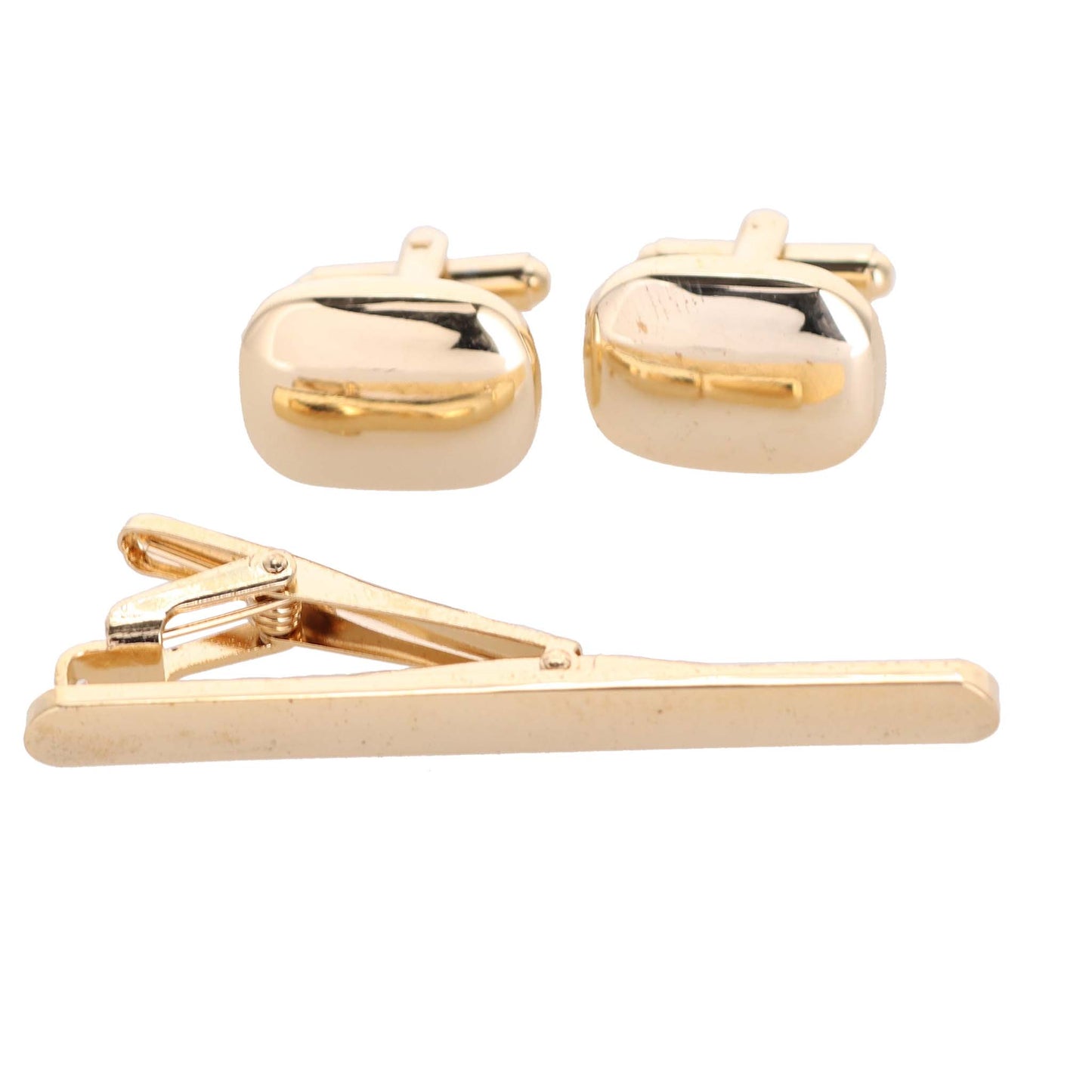 Vittorio Vico Plain Gold Cufflinks & Tie Bar Set