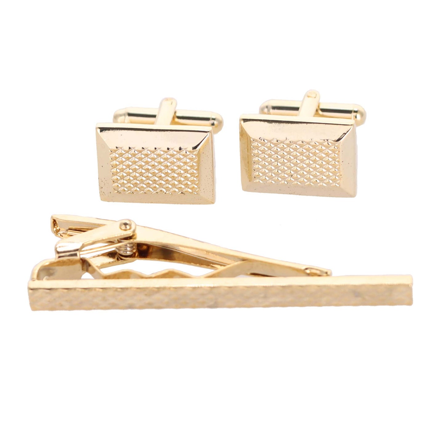 Vittorio Vico Plain Gold Cufflinks & Tie Bar Set