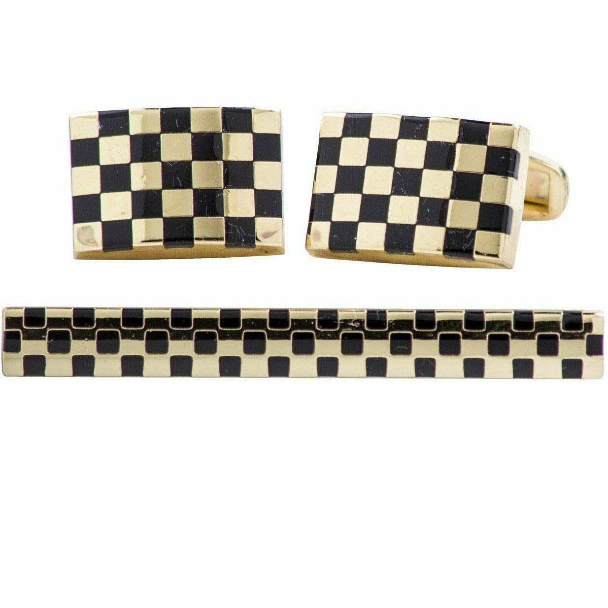 Vittorio Vico Plain Gold Cufflinks & Tie Bar Set