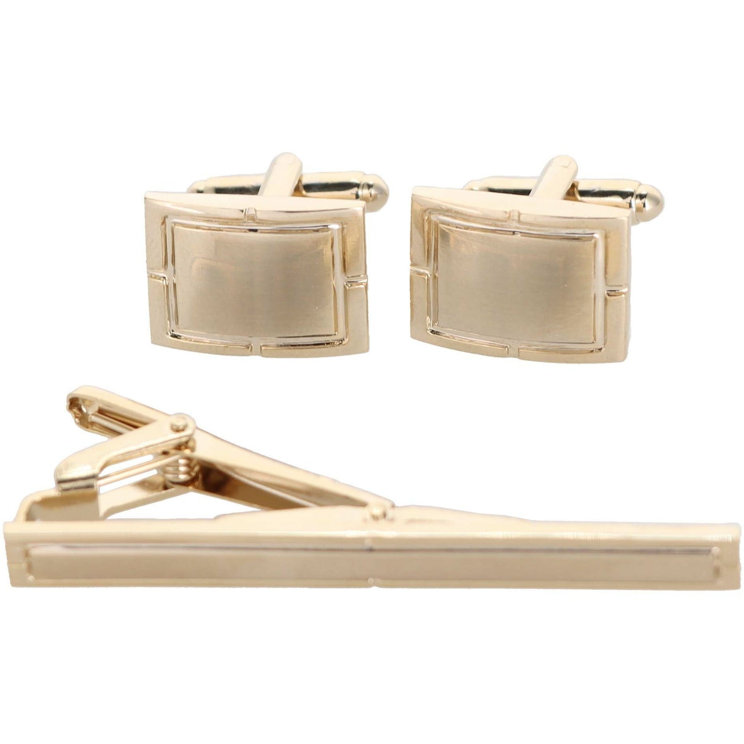 Vittorio Vico Plain Gold Cufflinks & Tie Bar Set