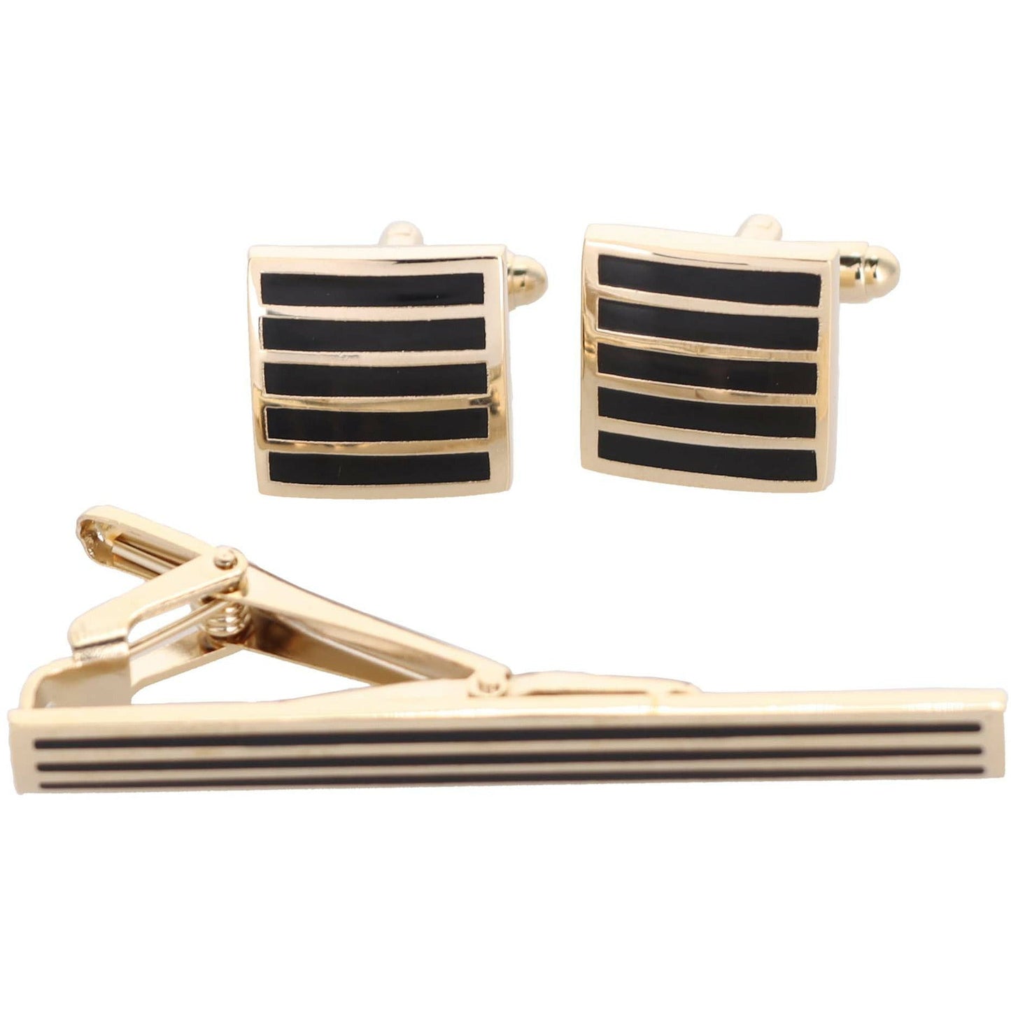 Vittorio Vico Plain Gold Cufflinks & Tie Bar Set