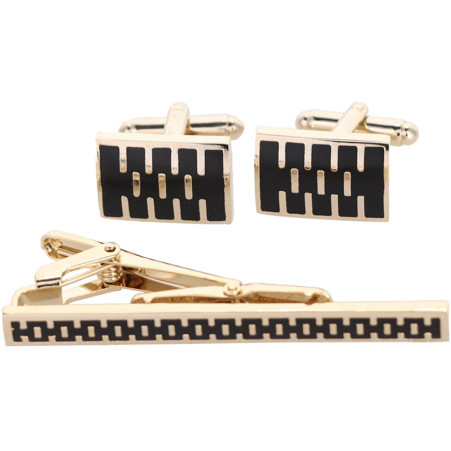 Vittorio Vico Plain Gold Cufflinks & Tie Bar Set