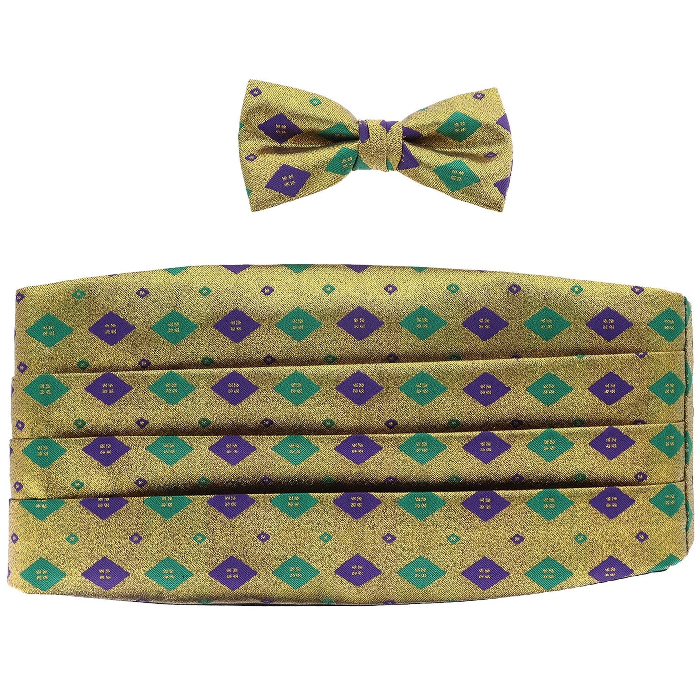 Vittorio Farina Mardi Gras Cummerbund and Bow Tie Set