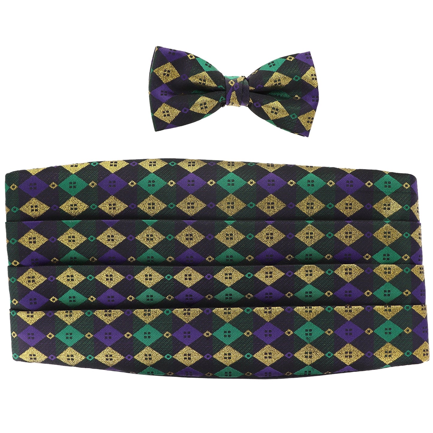 Vittorio Farina Mardi Gras Cummerbund and Bow Tie Set