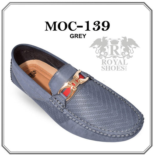 Royal Shoes MOC-139 Grey Smoking Slip-on Men's Fancy Prom/Dress Driver/Moccasin Shoes Sizes  8.5-13