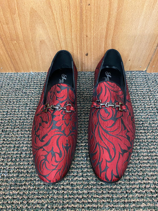 Successos SH3620 Red/Black Floral Print Red Bottom Smoking Slip-on Dress Shoes Sizes 7-15