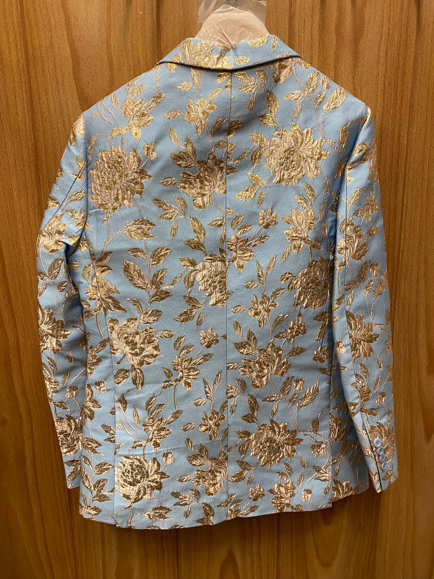 Luxury Sky Blue/Gold Floral 2-Piece Modern Fit Suit