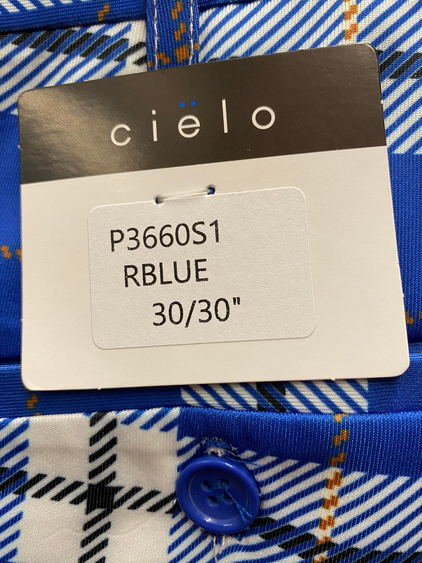 Cielo P3660S1 Royal Blue Checkered Slim Fit Dress Pants