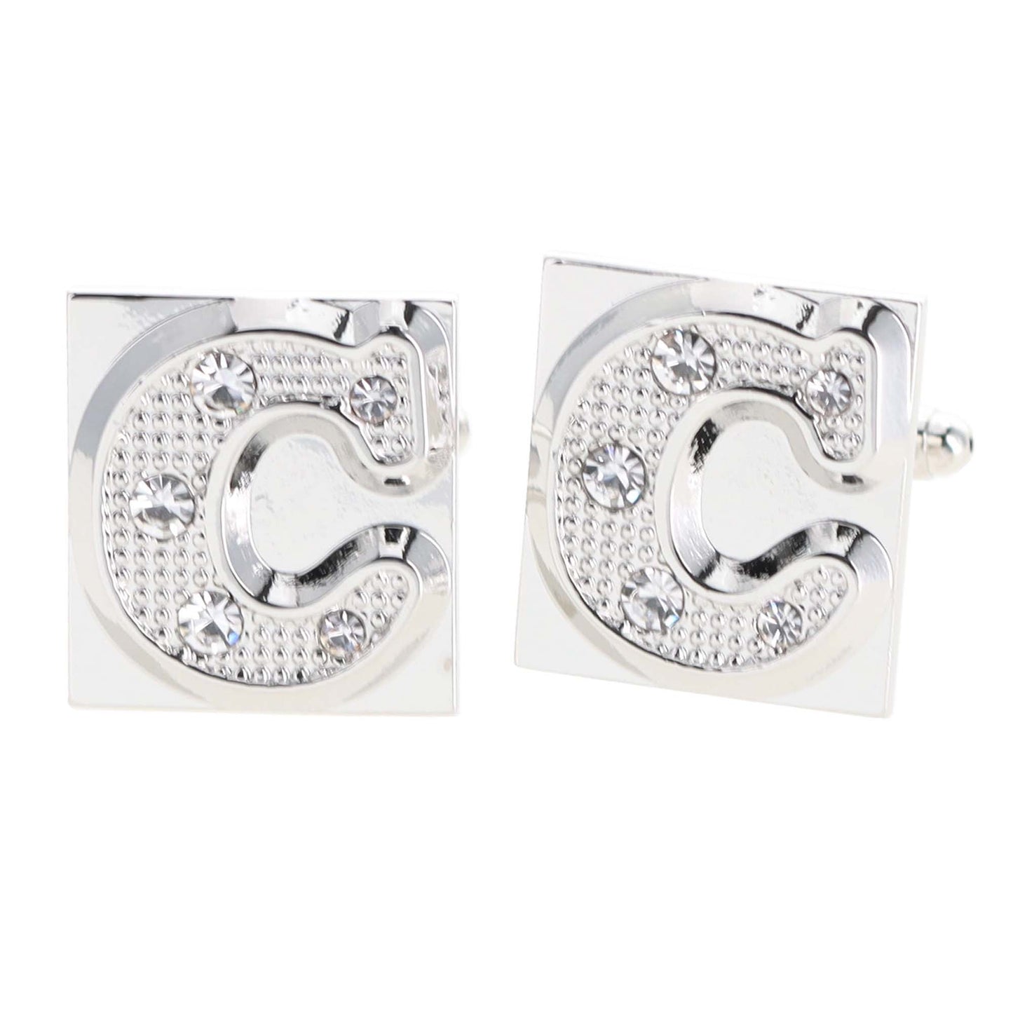 Vittorio Vico Rhinestone Initial Cufflinks: A to Z