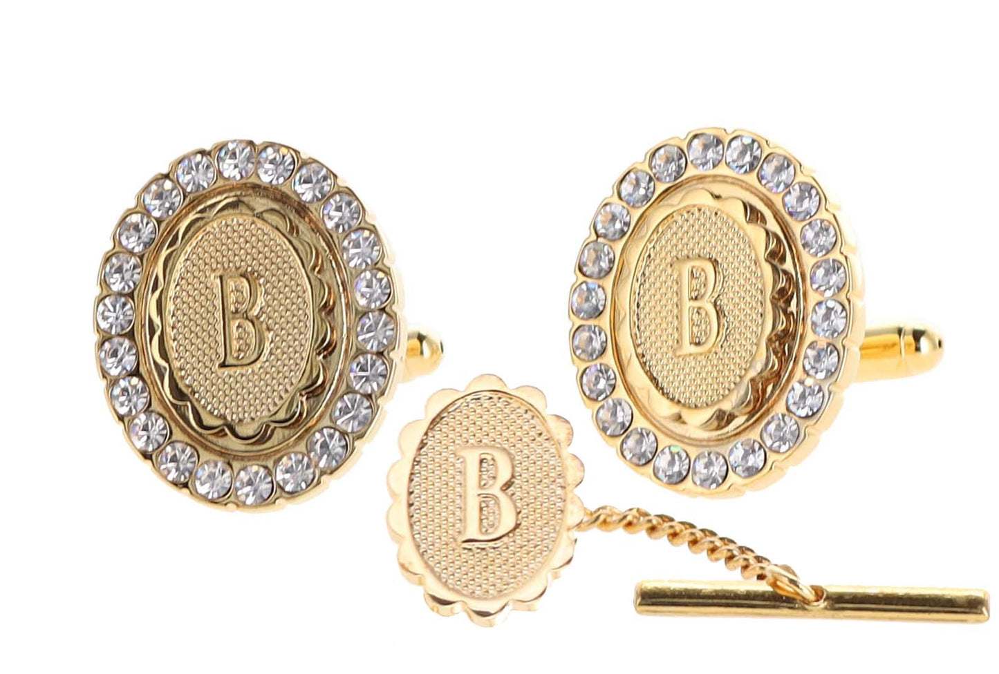 Vittorio Vico Bling Initial Cufflinks & Tie Tack Set: A to Z