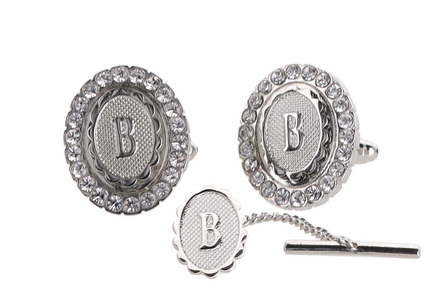 Vittorio Vico Bling Initial Cufflinks & Tie Tack Set: A to Z