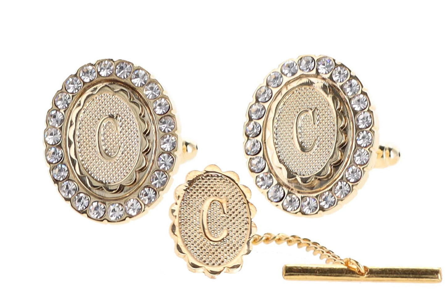 Vittorio Vico Bling Initial Cufflinks & Tie Tack Set: A to Z