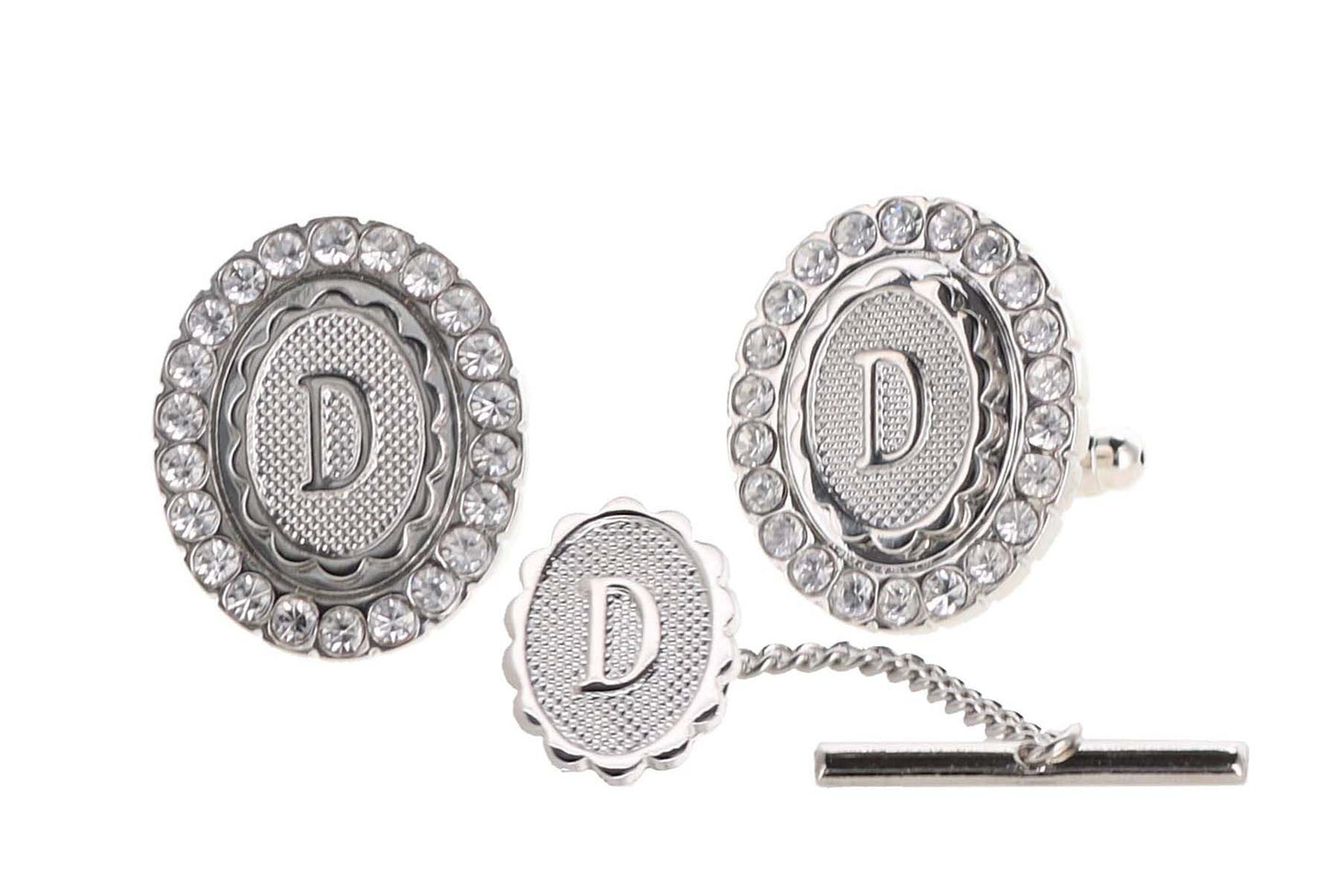 Vittorio Vico Bling Initial Cufflinks & Tie Tack Set: A to Z