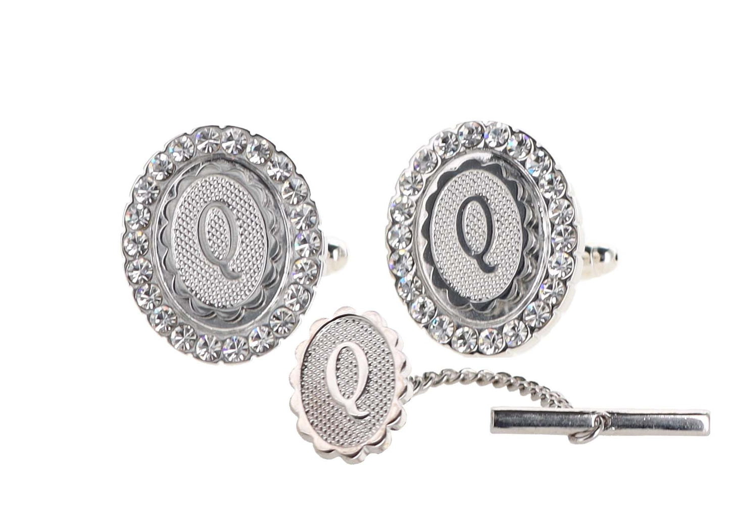 Vittorio Vico Bling Initial Cufflinks & Tie Tack Set: A to Z