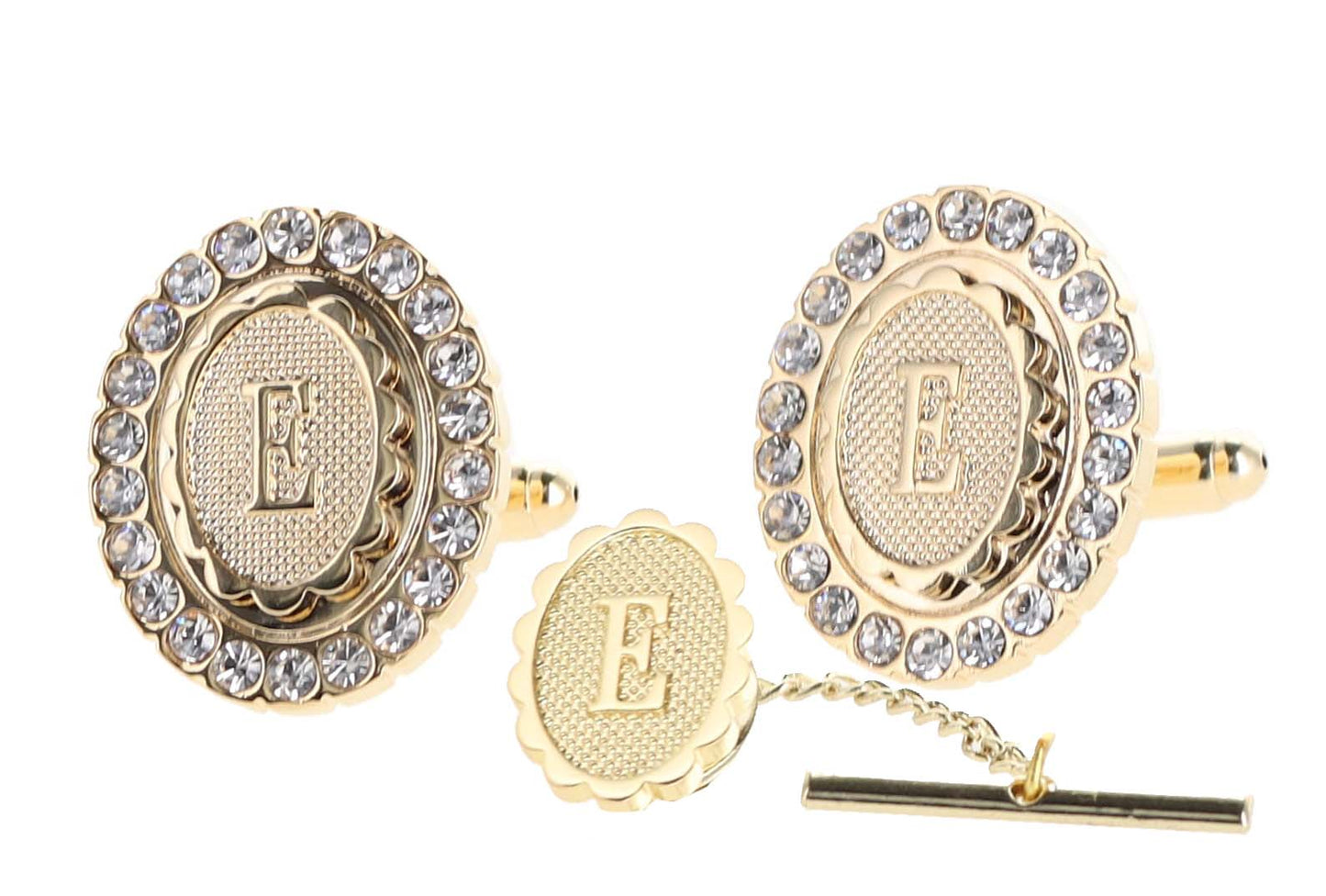 Vittorio Vico Bling Initial Cufflinks & Tie Tack Set: A to Z