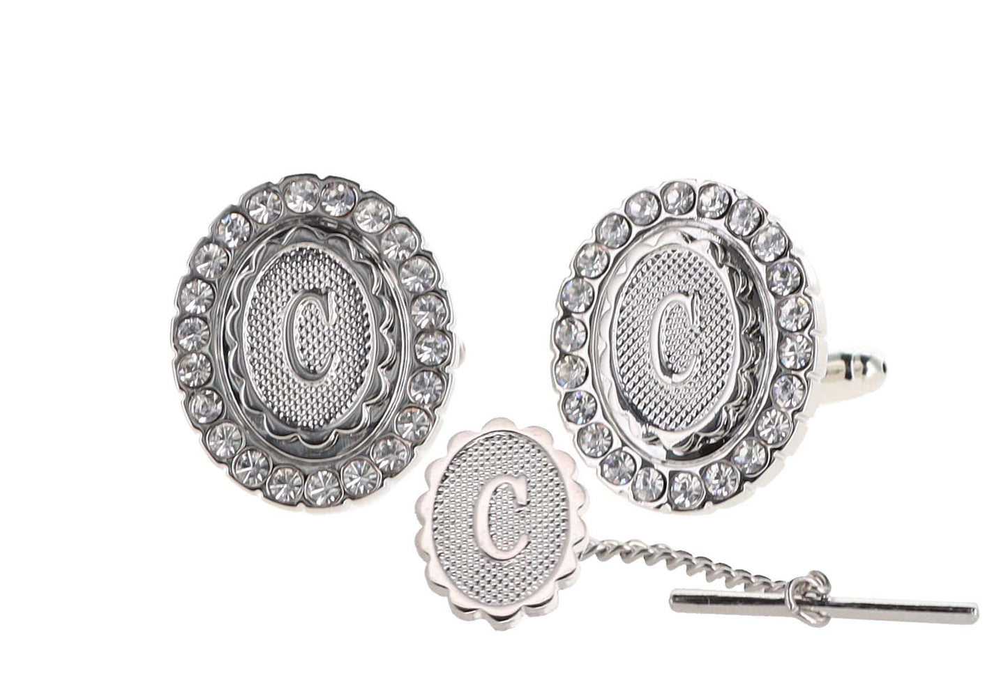 Vittorio Vico Bling Initial Cufflinks & Tie Tack Set: A to Z