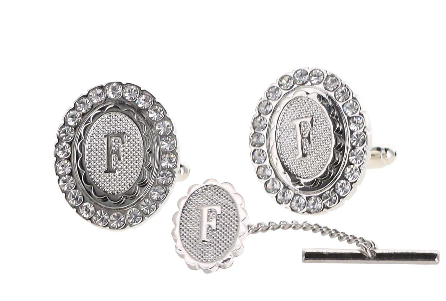 Vittorio Vico Bling Initial Cufflinks & Tie Tack Set: A to Z