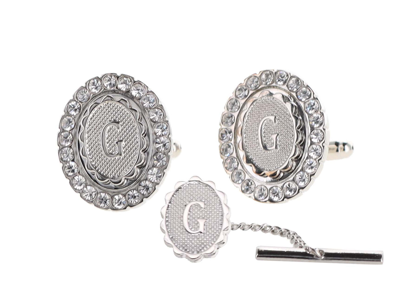 Vittorio Vico Bling Initial Cufflinks & Tie Tack Set: A to Z