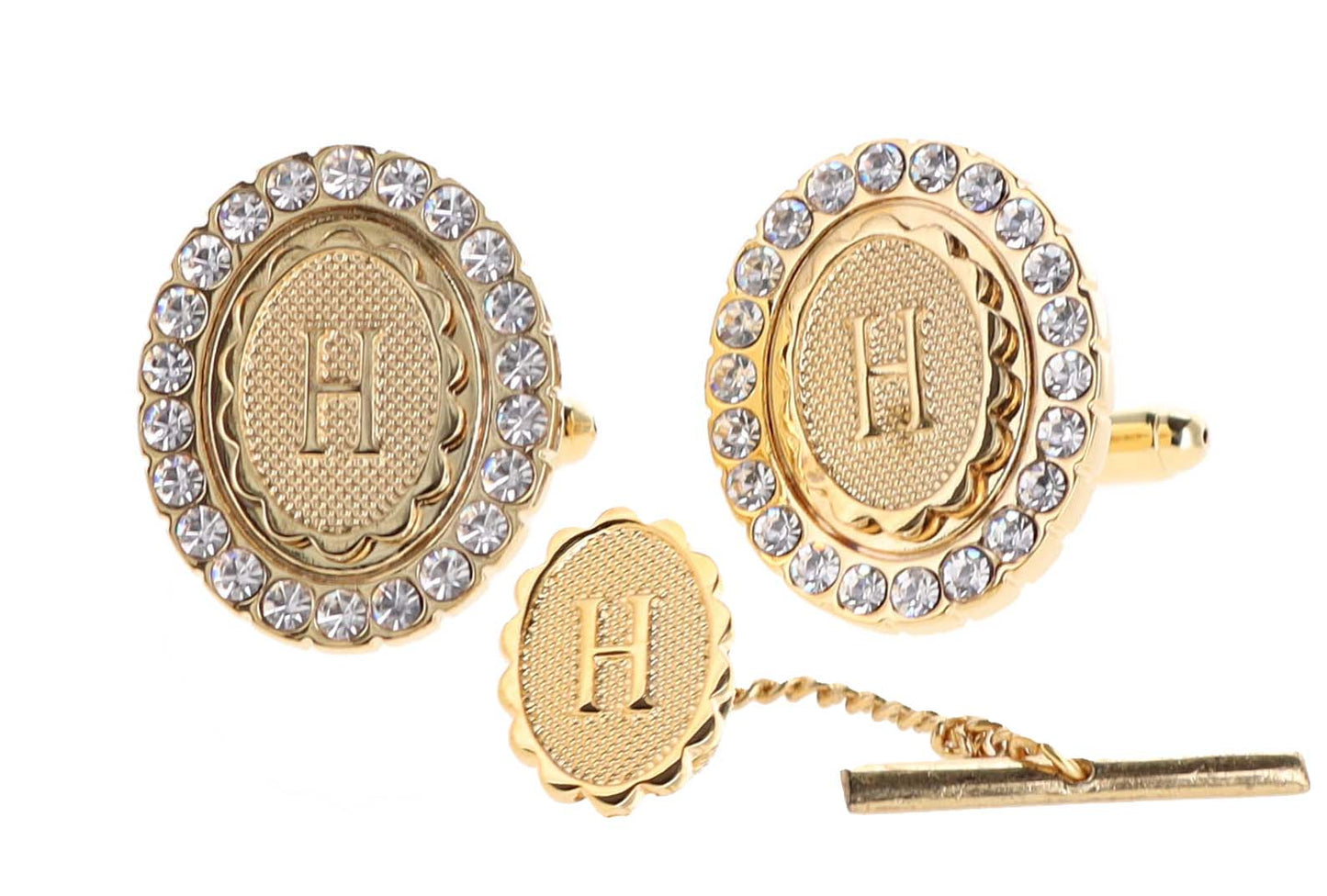 Vittorio Vico Bling Initial Cufflinks & Tie Tack Set: A to Z