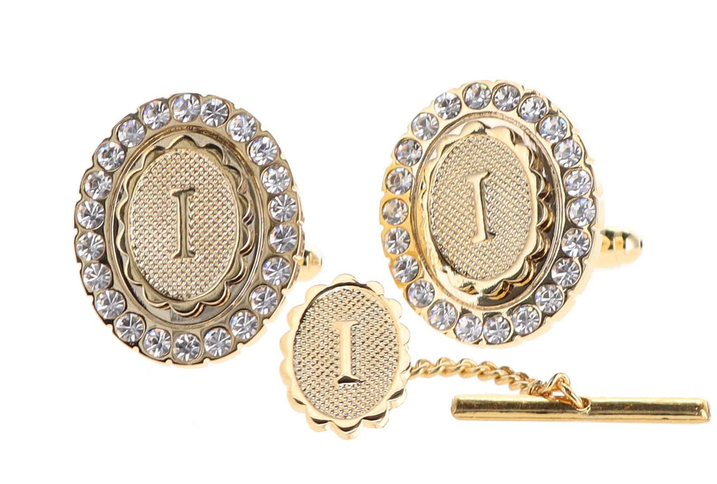 Vittorio Vico Bling Initial Cufflinks & Tie Tack Set: A to Z