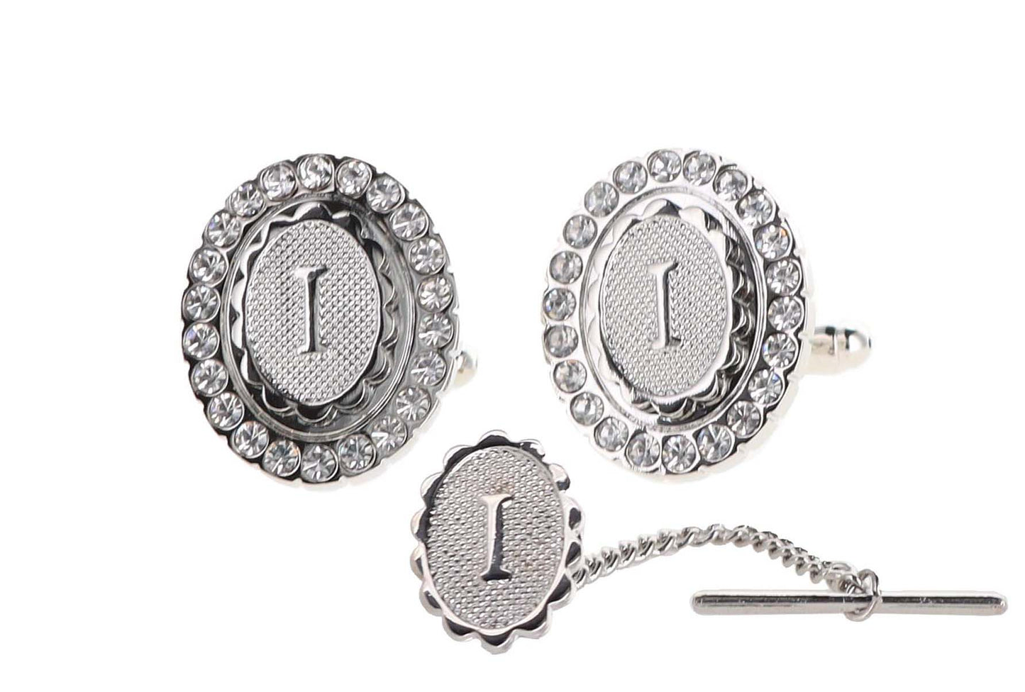 Vittorio Vico Bling Initial Cufflinks & Tie Tack Set: A to Z