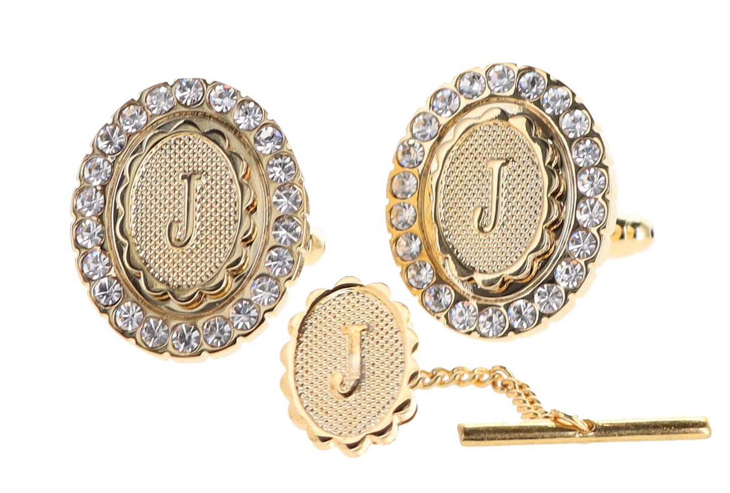 Vittorio Vico Bling Initial Cufflinks & Tie Tack Set: A to Z