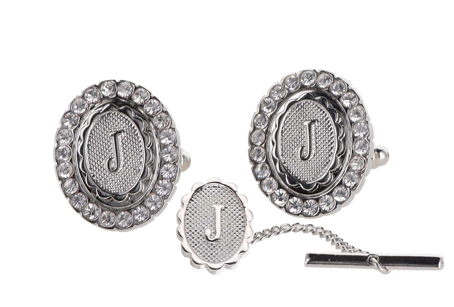 Vittorio Vico Bling Initial Cufflinks & Tie Tack Set: A to Z