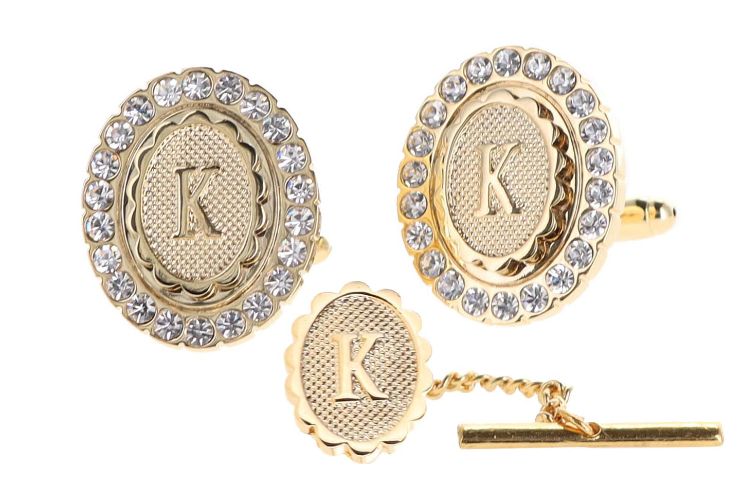 Vittorio Vico Bling Initial Cufflinks & Tie Tack Set: A to Z