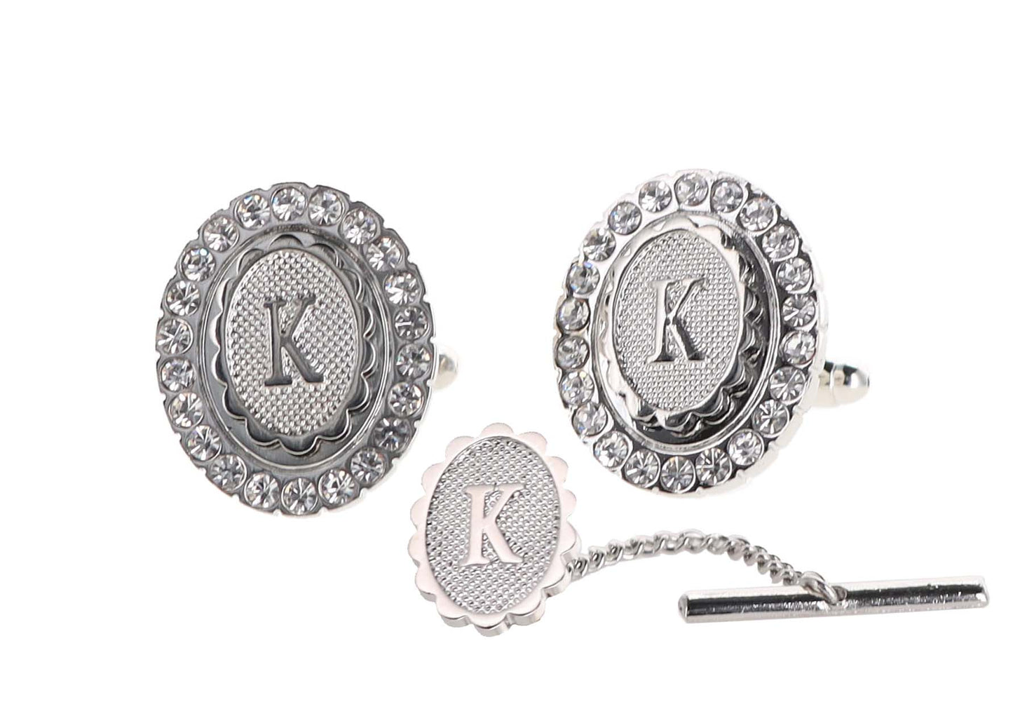 Vittorio Vico Bling Initial Cufflinks & Tie Tack Set: A to Z