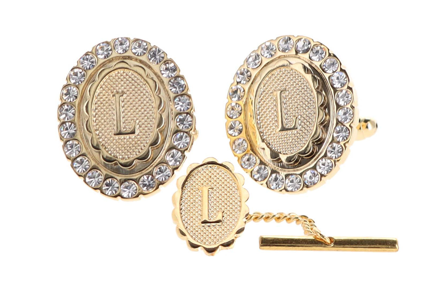 Vittorio Vico Bling Initial Cufflinks & Tie Tack Set: A to Z