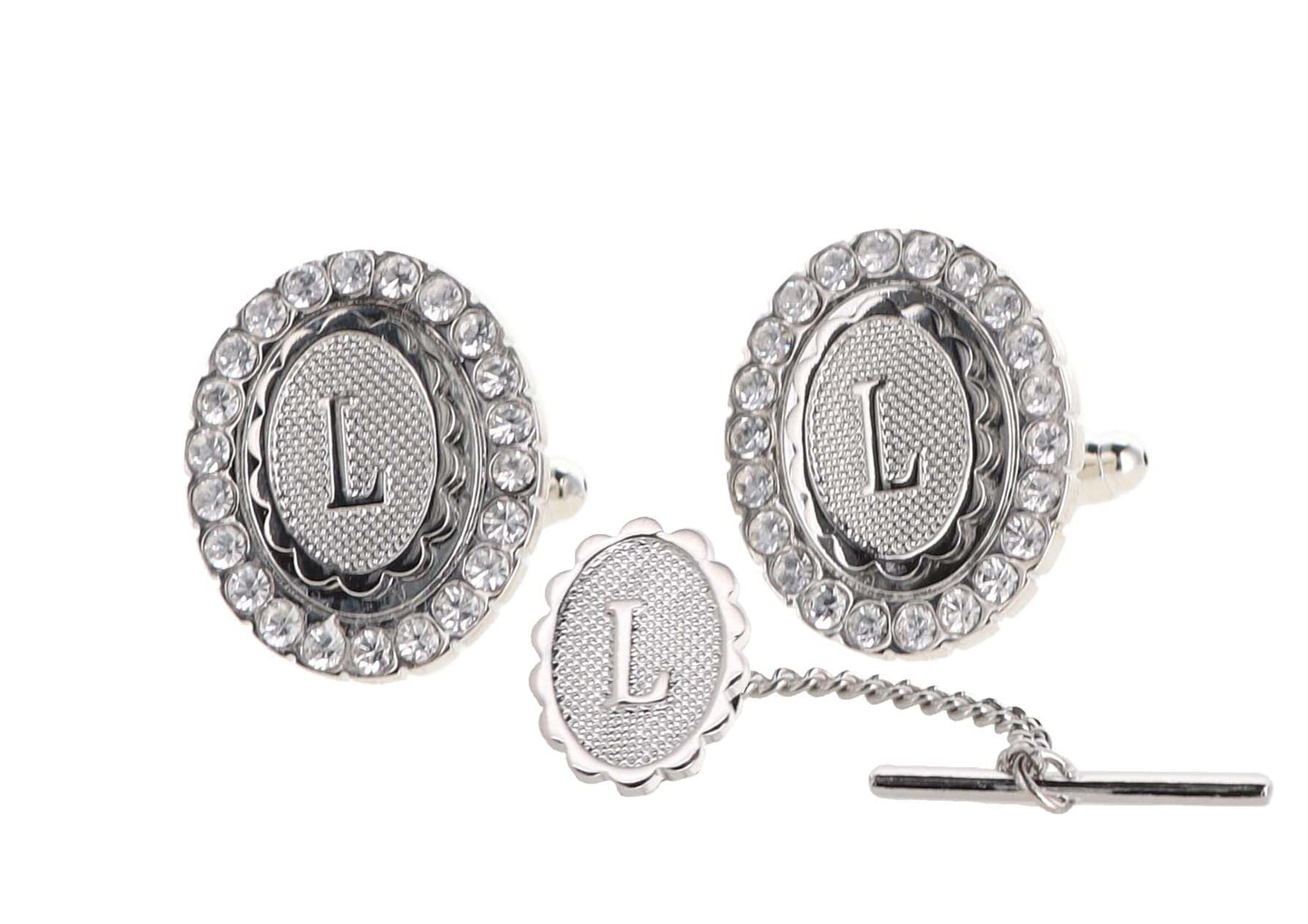 Vittorio Vico Bling Initial Cufflinks & Tie Tack Set: A to Z