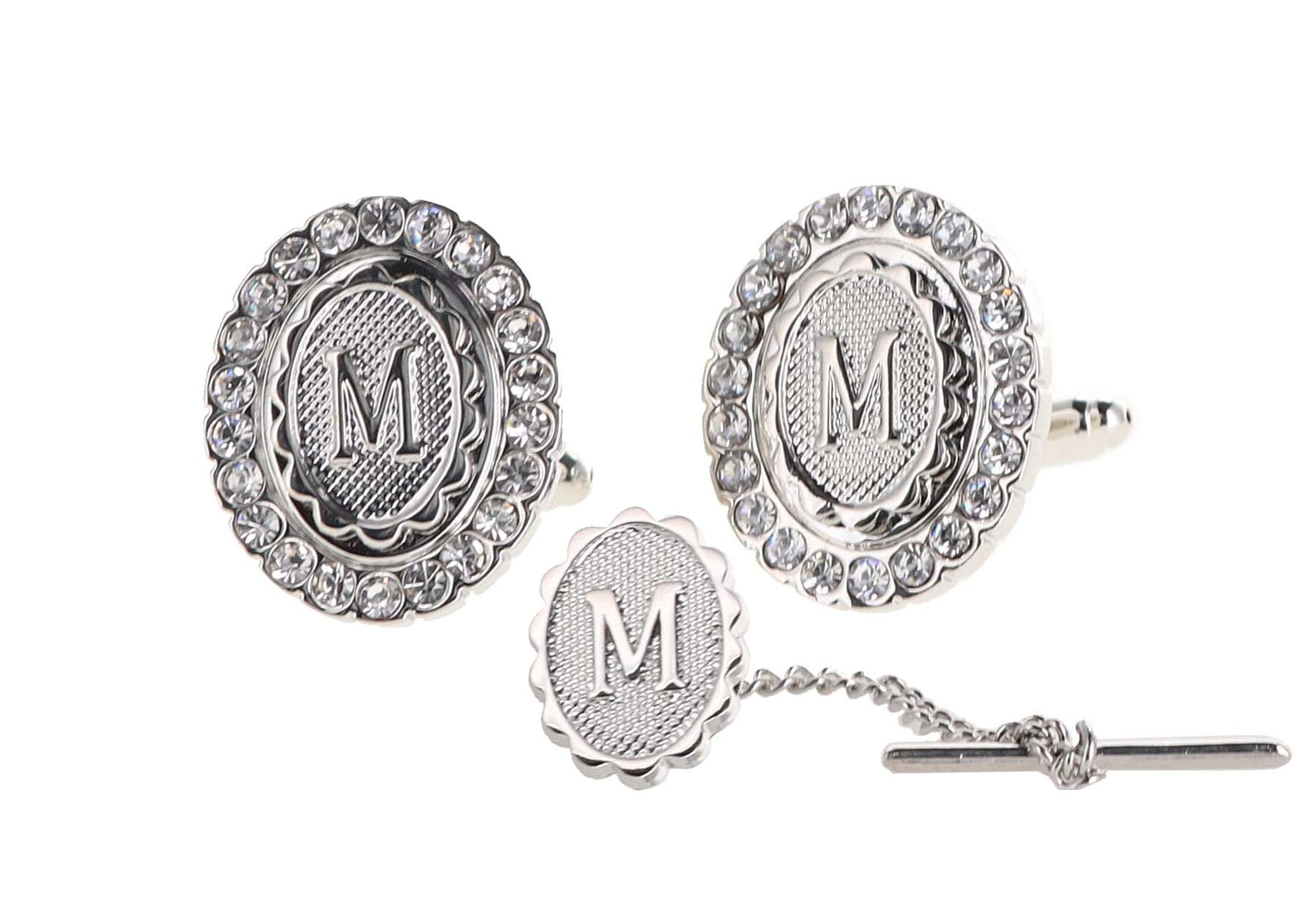 Vittorio Vico Bling Initial Cufflinks & Tie Tack Set: A to Z