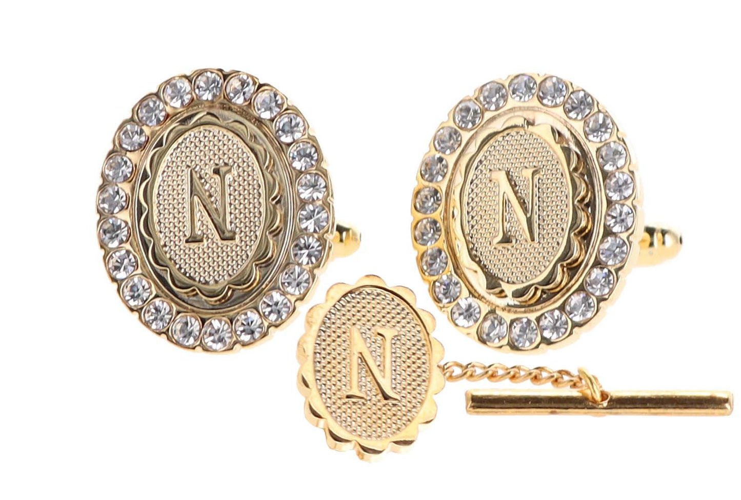 Vittorio Vico Bling Initial Cufflinks & Tie Tack Set: A to Z