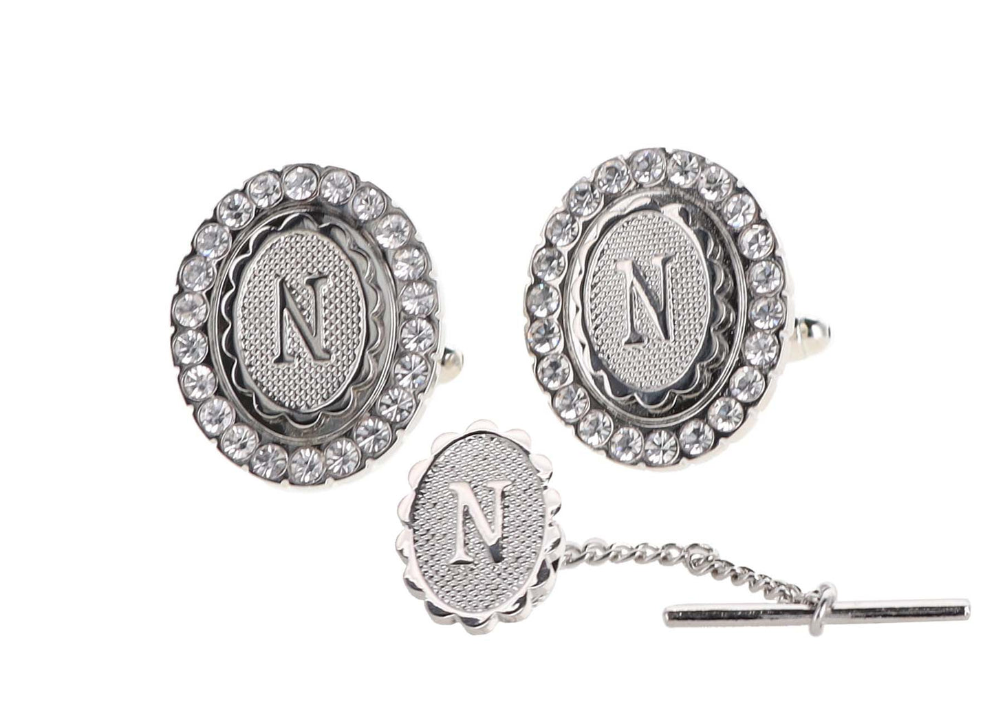 Vittorio Vico Bling Initial Cufflinks & Tie Tack Set: A to Z