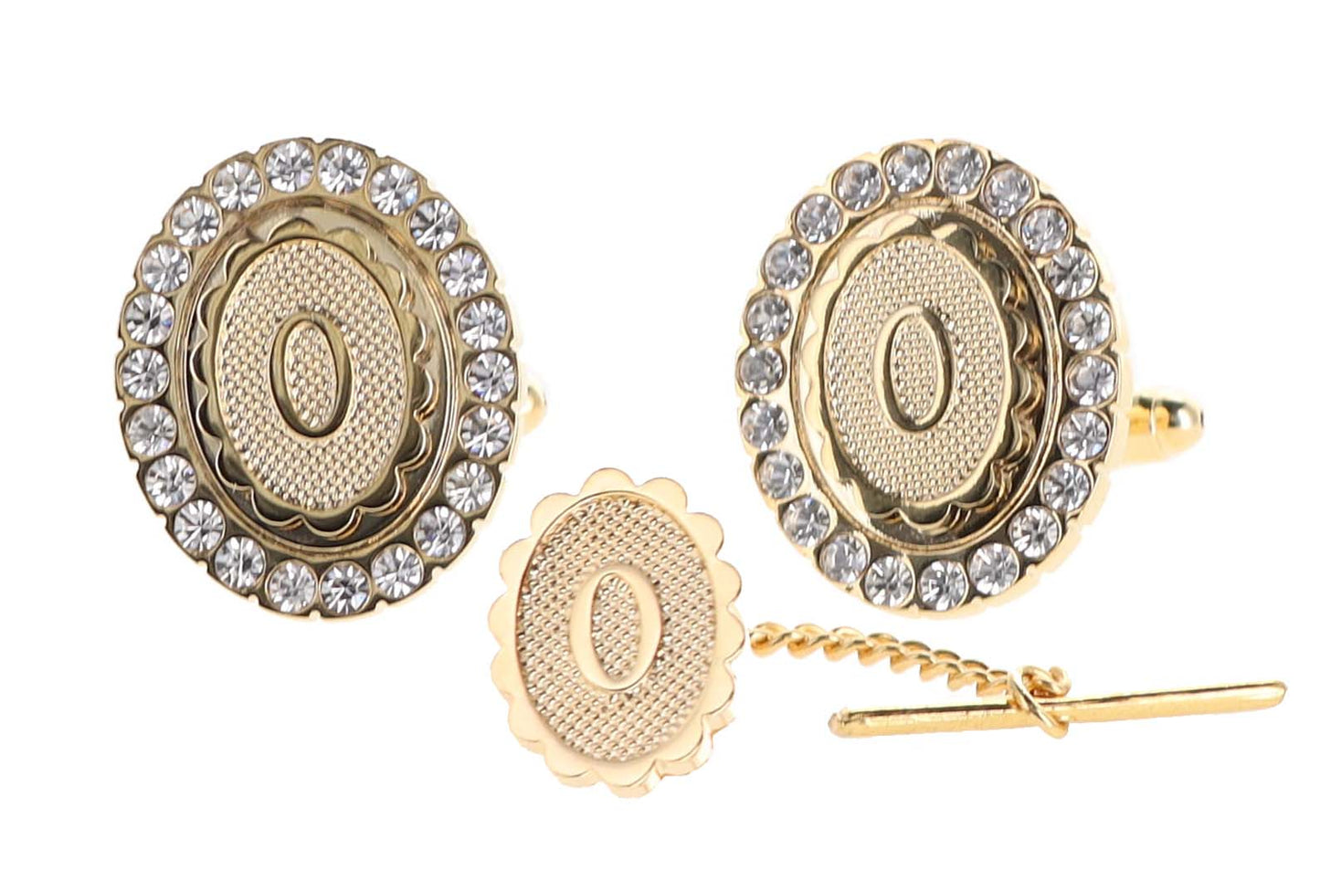 Vittorio Vico Bling Initial Cufflinks & Tie Tack Set: A to Z