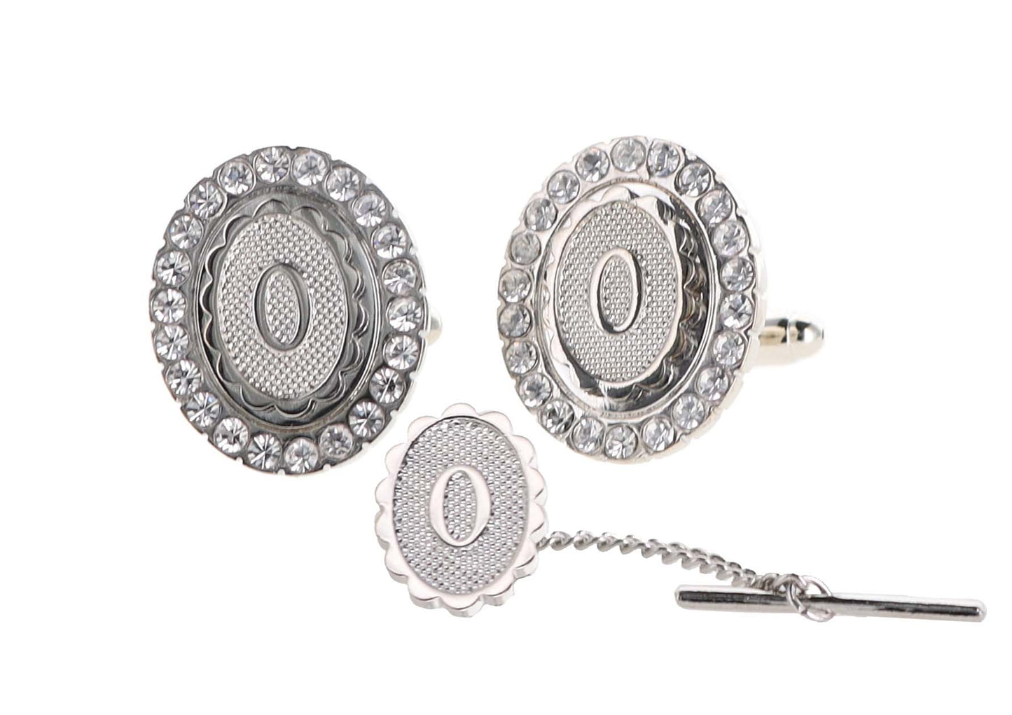 Vittorio Vico Bling Initial Cufflinks & Tie Tack Set: A to Z