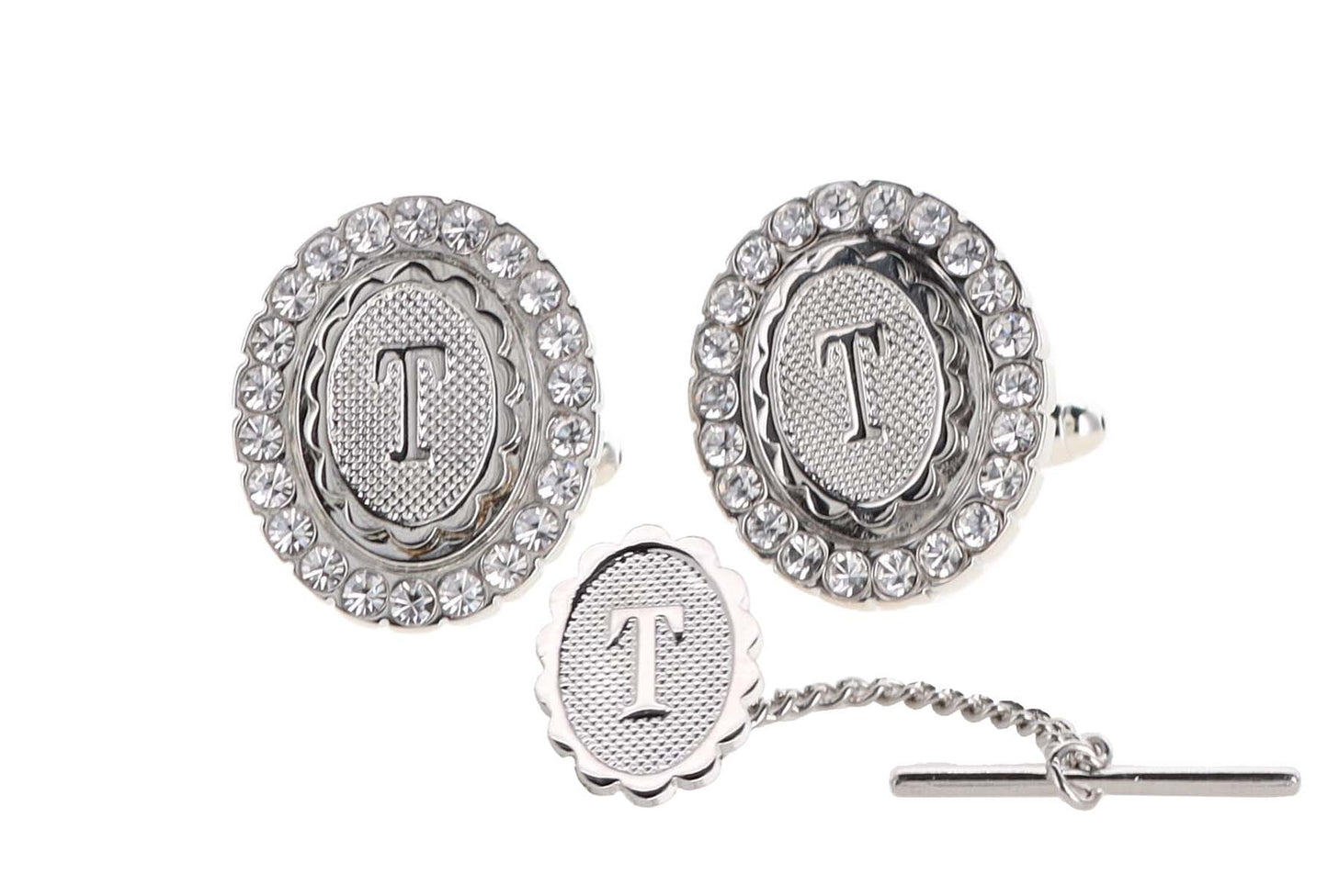 Vittorio Vico Bling Initial Cufflinks & Tie Tack Set: A to Z