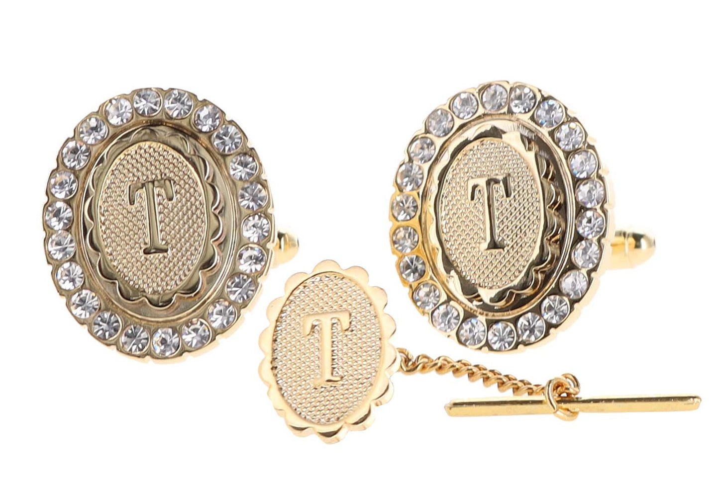 Vittorio Vico Bling Initial Cufflinks & Tie Tack Set: A to Z