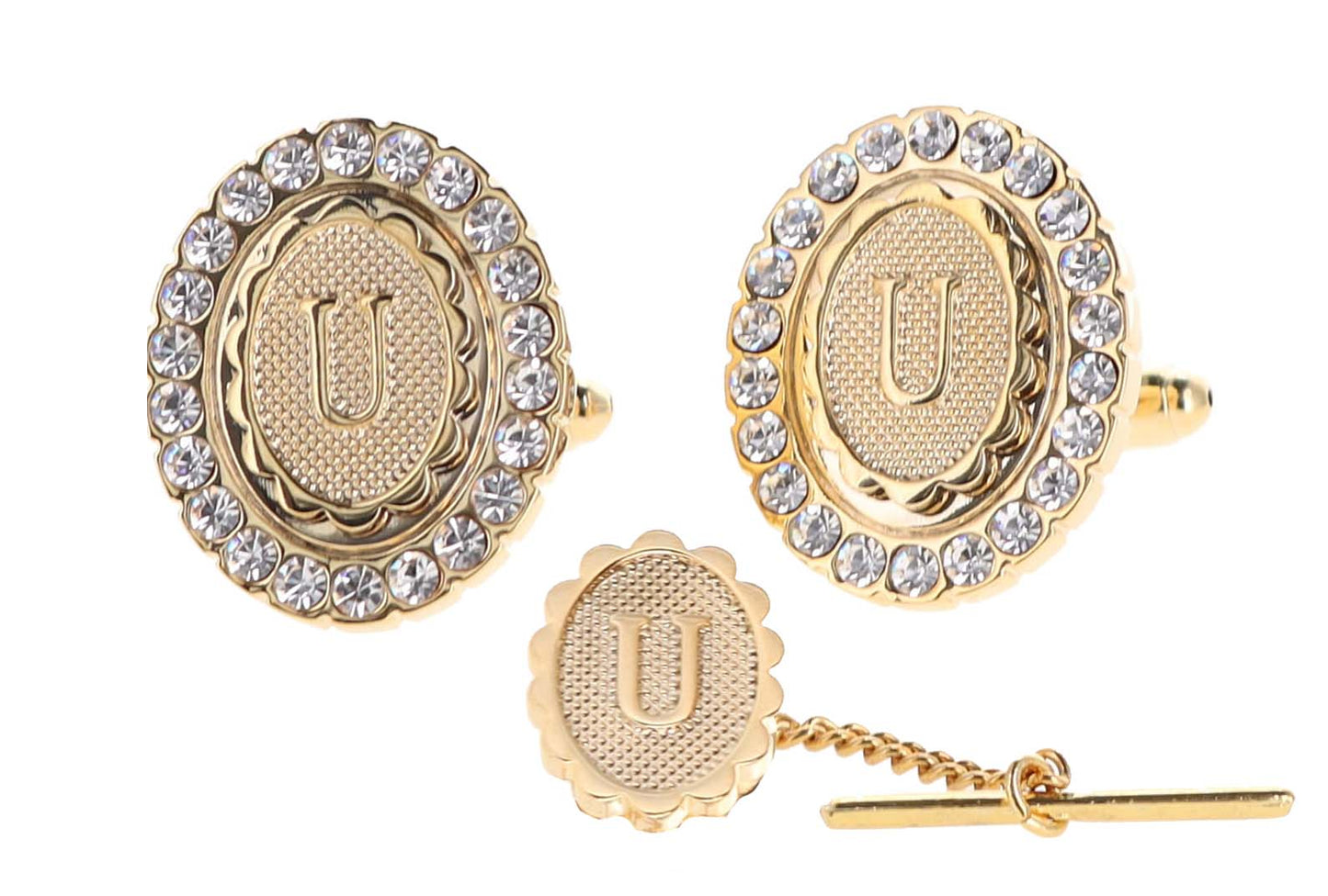 Vittorio Vico Bling Initial Cufflinks & Tie Tack Set: A to Z